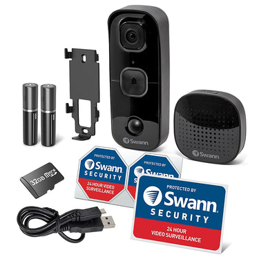 Swann - SwannBuddy Wireless 1080p Full HD Video Doorbell - Black